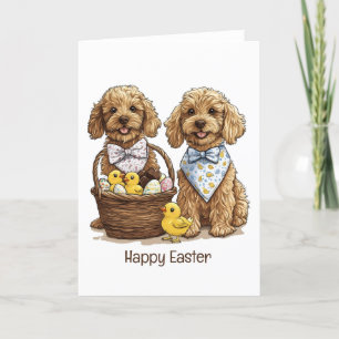 Cartes Pour Fêtes Annuelles Joyeux Pâques Goldendoodle Chiens Pâques Panier