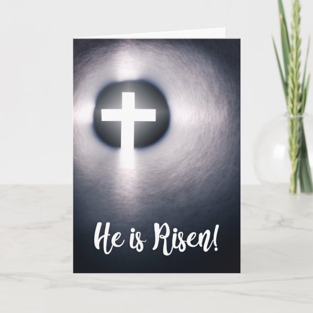 Cartes Pour Fêtes Annuelles Joyeux Pâques Il Est Ressuscité Croix (Devant)