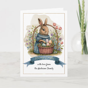 Cartes Pour Fêtes Annuelles Joyeux Pâques. Joli lapin à l'ancienne avec des oe
