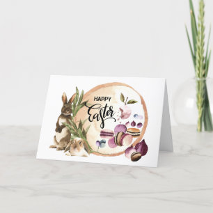 Cartes Pour Fêtes Annuelles Joyeux Pâques   Macarons lapins aux fruits de prin
