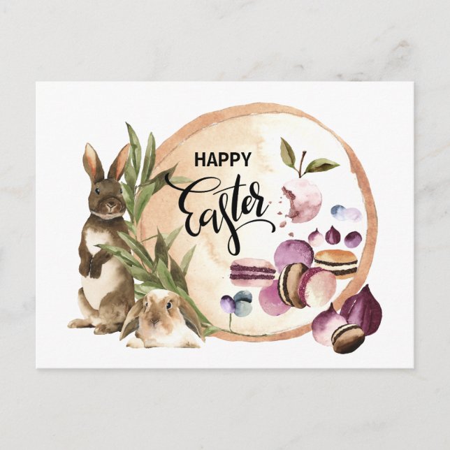Cartes Pour Fêtes Annuelles Joyeux Pâques | Macarons lapins aux fruits de prin (Devant)