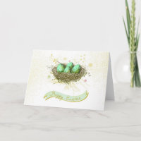 Joyeux Pâques ! - Nid d'oiseaux avec des oeufs col