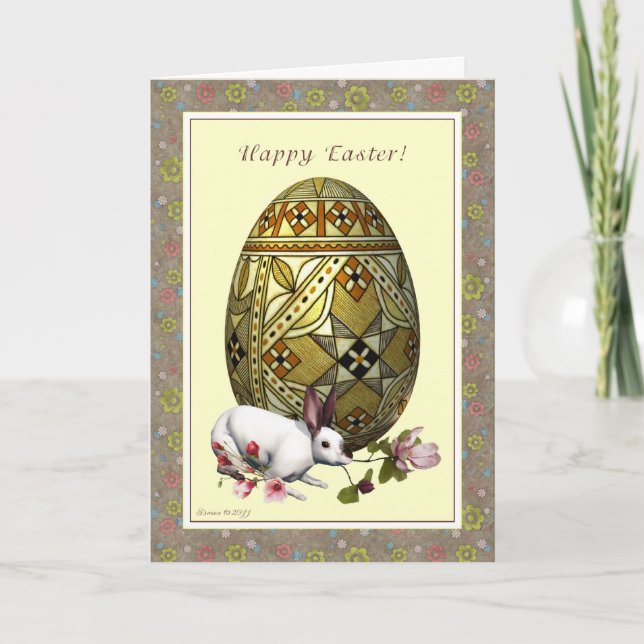 Cartes Pour Fêtes Annuelles Joyeux Pâques - Oeuf et lapin (Devant)