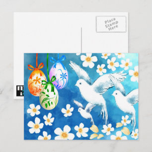 Cartes Pour Fêtes Annuelles Joyeux Pâques. Oeufs de Pâques et colombes de la P