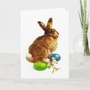 Cartes Pour Fêtes Annuelles Joyeux Pâques. Peinture sur lapin vintage