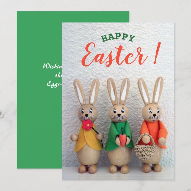 Cartes Pour Fêtes Annuelles Joyeux Pâques | Petite salutation de lapin de Pâqu (Devant / Derrière)