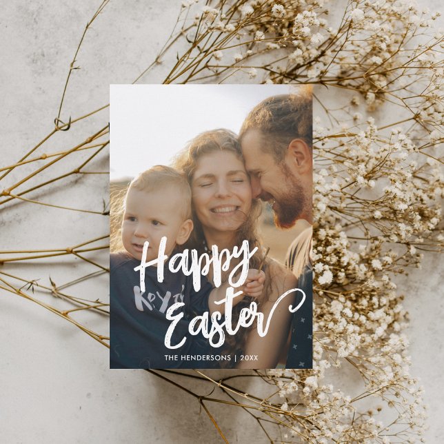 Cartes Pour Fêtes Annuelles Joyeux Pâques - photo du script de pinceau (Créateur téléchargé)