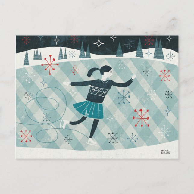 Cartes Pour Fêtes Annuelles Joyeux Patinage de Noël (Devant)