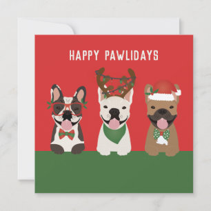 Cartes Pour Fêtes Annuelles Joyeux Pawlidays Bouledogues Français