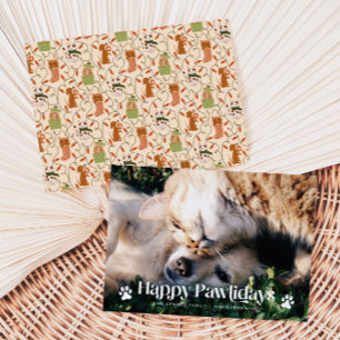 Cartes Pour Fêtes Annuelles Joyeux Pawlidays Chat Chien de Noël Photo