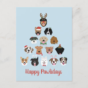 Cartes Pour Fêtes Annuelles Joyeux Pawlidays Chien arbre de Noël