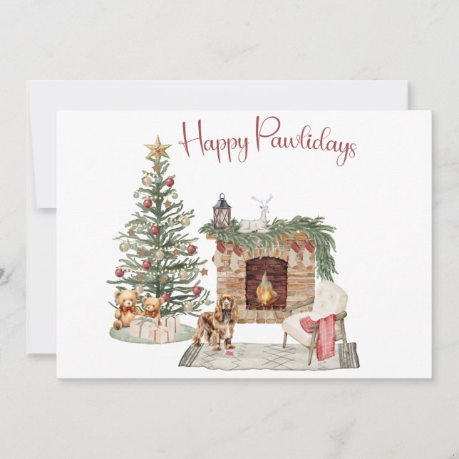 Cartes Pour Fêtes Annuelles Joyeux Pawlidays Chien Design - Cocker Spaniel (Devant)