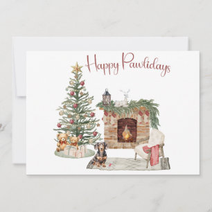 Cartes Pour Fêtes Annuelles Joyeux Pawlidays Chien Design - Dachshund