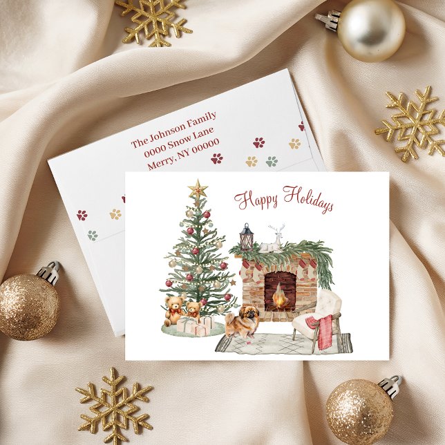 Cartes Pour Fêtes Annuelles Joyeux Pawlidays Chien Design - Pekingese (Créateur téléchargé)