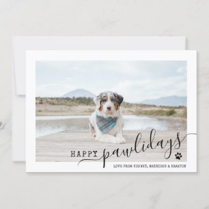Cartes Pour Fêtes Annuelles Joyeux Pawlidays Chien Photo moderne Noël blanc