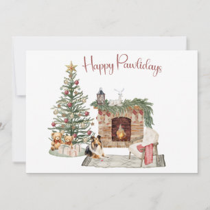 Cartes Pour Fêtes Annuelles Joyeux Pawlidays Conception Chien - Sheltie