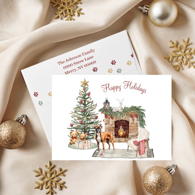 Cartes Pour Fêtes Annuelles Joyeux Pawlidays Conception de chien - Boxe (Créateur téléchargé)