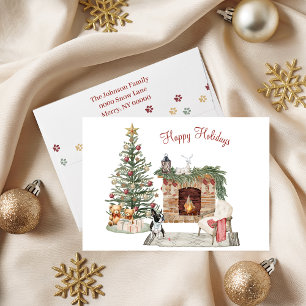 Cartes Pour Fêtes Annuelles Joyeux Pawlidays Design de Chien- Boston Terrier