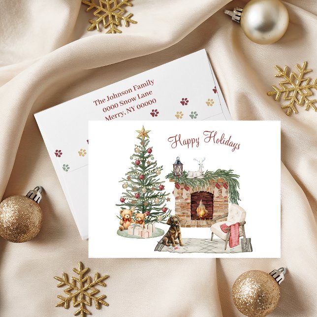 Cartes Pour Fêtes Annuelles Joyeux Pawlidays Design de Chien - Labrador Chocol (Créateur téléchargé)