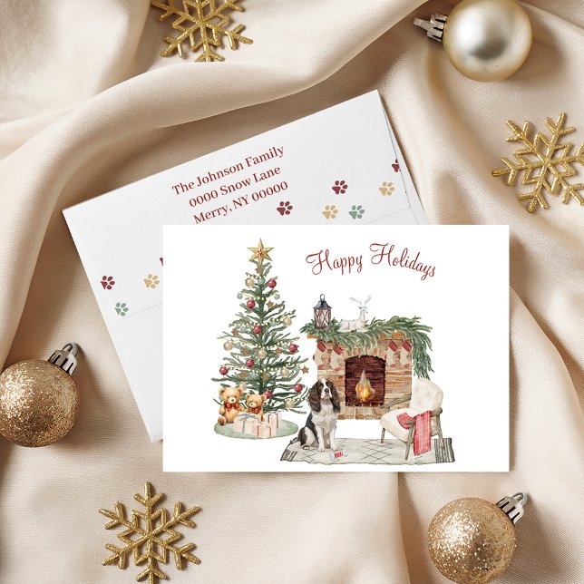 Cartes Pour Fêtes Annuelles Joyeux Pawlidays Design de Chien - Springer Spanie (Créateur téléchargé)