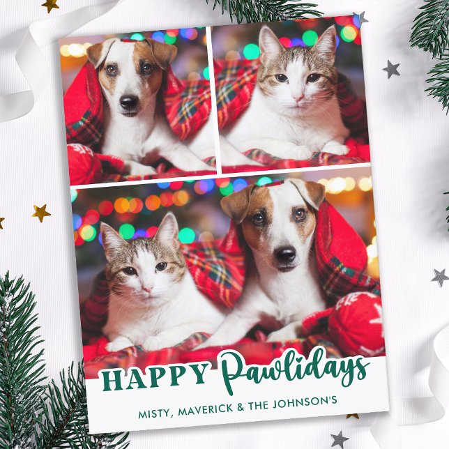 Cartes Pour Fêtes Annuelles Joyeux Pawlidays Moderne Personnalisé Animaux de c (Créateur téléchargé)