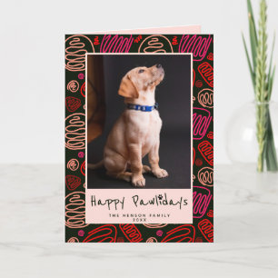 Cartes Pour Fêtes Annuelles Joyeux Pawlidays motif une ligne rouge Photo Chien