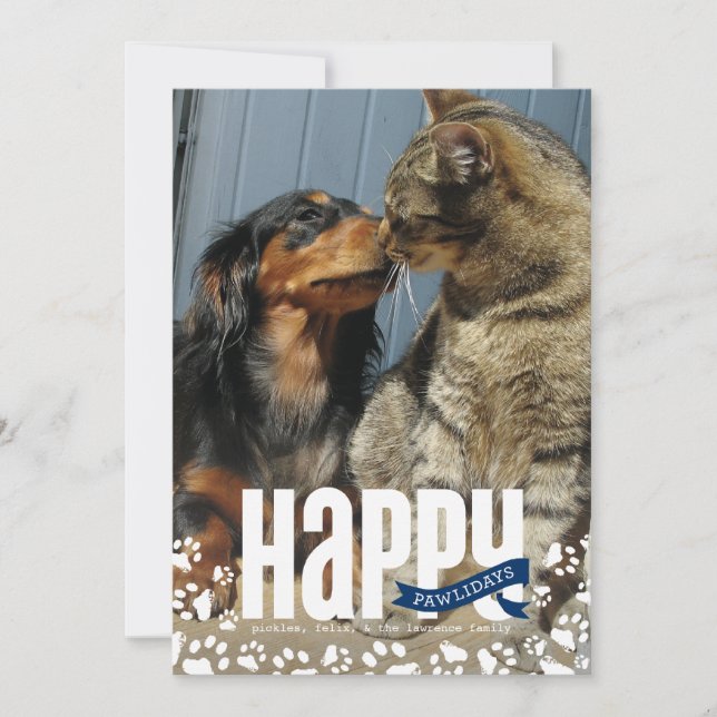 Cartes Pour Fêtes Annuelles Joyeux Pawlidays Pet Christmas Photo Card (Devant)