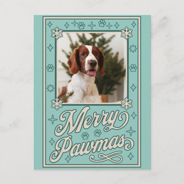 Cartes Pour Fêtes Annuelles Joyeux Pawmas Pet photo Noël (Devant)
