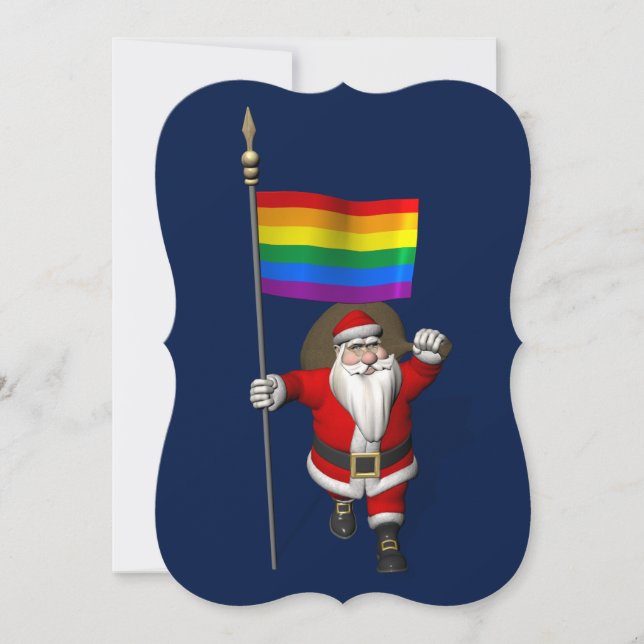 Cartes Pour Fêtes Annuelles Joyeux Père Noël avec drapeau arc-en-ciel (Devant)