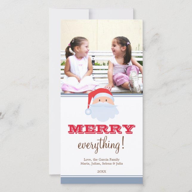 Cartes Pour Fêtes Annuelles Joyeux Père Noël bleu rouge coutume joyeux Noël (Devant)