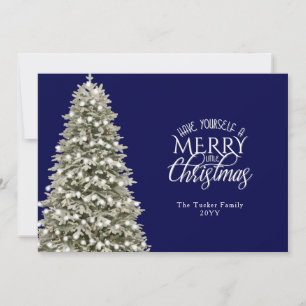 Cartes Pour Fêtes Annuelles Joyeux Petit Arbre de Noël bleu Plaid