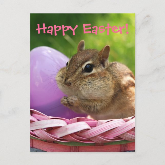 Cartes Pour Fêtes Annuelles Joyeux Petit Chipmunk de Pâques (Devant)