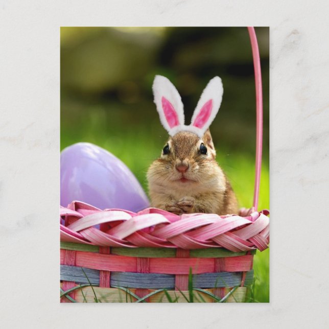 Cartes Pour Fêtes Annuelles Joyeux Petit Chipmunk de Pâques (Devant)