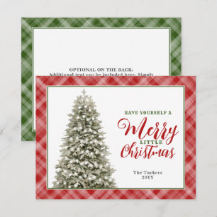 Cartes Pour Fêtes Annuelles Joyeux petit Noël Aquarelle Arbre Plaid