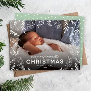 Cartes Pour Fêtes Annuelles Joyeux petit Noël Botanique Superposition Photo