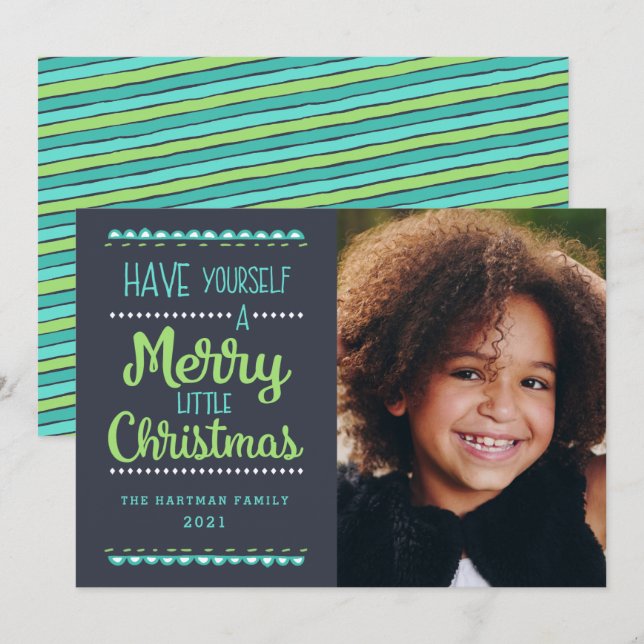 Cartes Pour Fêtes Annuelles Joyeux petit Noël mignon Lime photo (Devant / Derrière)