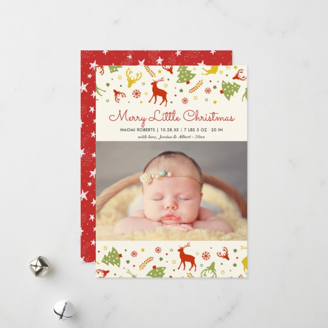 Cartes Pour Fêtes Annuelles Joyeux petit Noël Nouvel enfant Né Premier Noël (Devant/Arrière en situation)