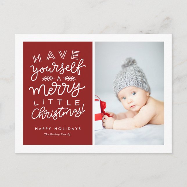 Cartes Pour Fêtes Annuelles Joyeux petit Noël photo rouge (Devant)