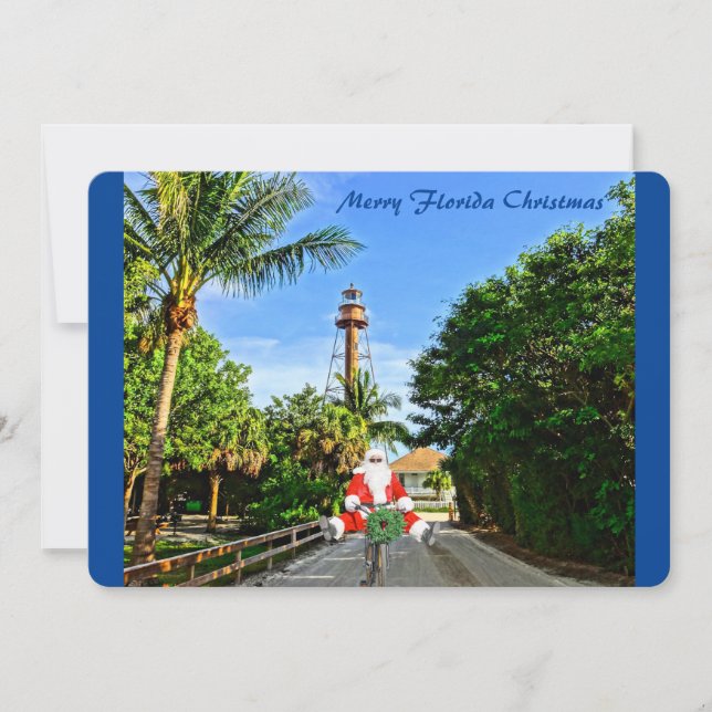 Cartes Pour Fêtes Annuelles Joyeux phare de Noël Floride Sanibel Island (Devant)