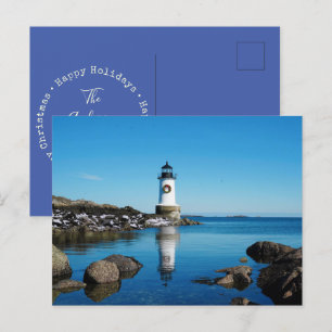 Cartes Pour Fêtes Annuelles Joyeux phare Salem Wreath de Noël