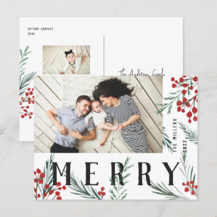 Cartes Pour Fêtes Annuelles Joyeux photo typographique Botaniques