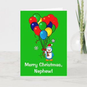 Cartes Pour Fêtes Annuelles Joyeux pingouin de Noël Nephew avec ballons