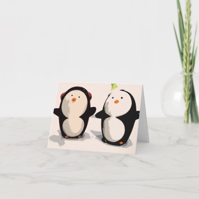 Cartes Pour Fêtes Annuelles Joyeux pingouins (Devant)