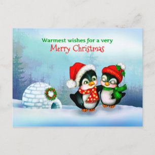 Cartes Pour Fêtes Annuelles Joyeux pingouins de Noël et Iglos en neige