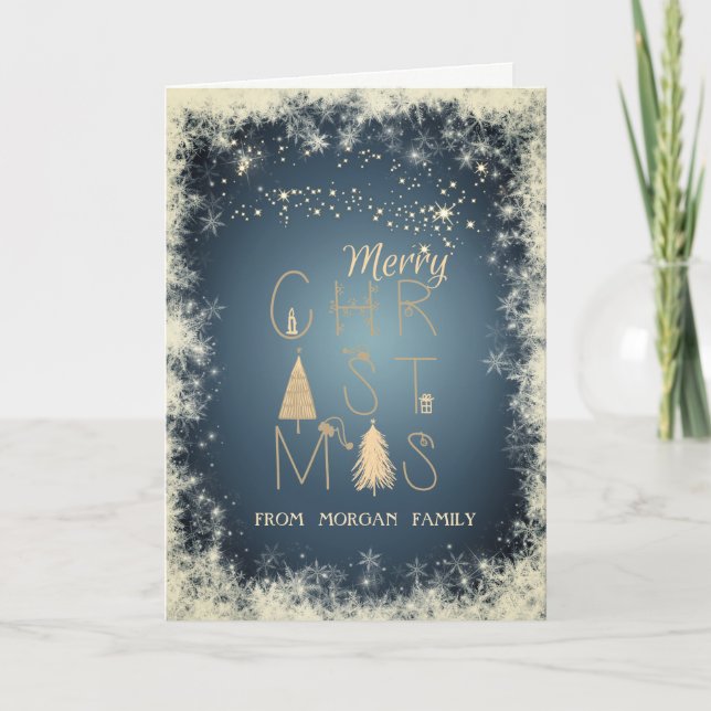 Cartes Pour Fêtes Annuelles Joyeux pins de Noël Snowflakes Green (Devant)