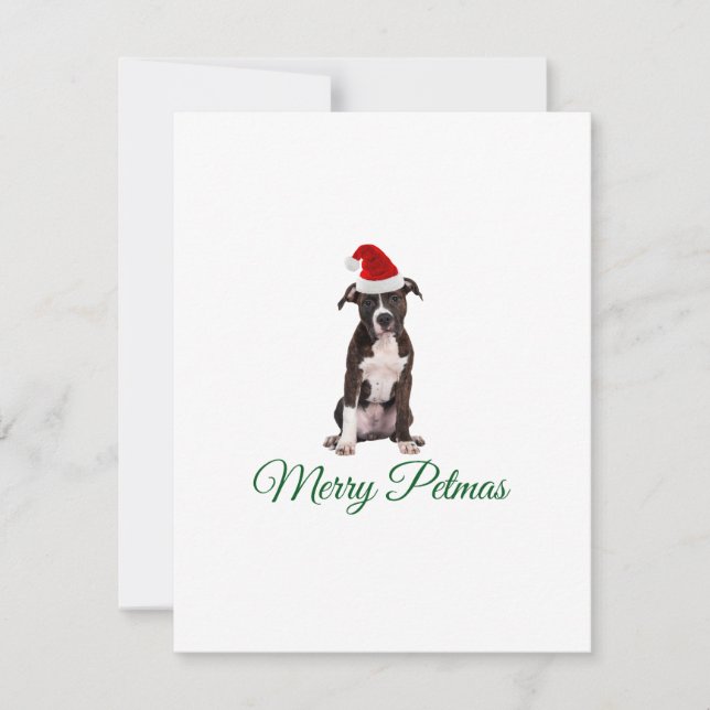 Cartes Pour Fêtes Annuelles Joyeux pitbull de Noël (Devant)