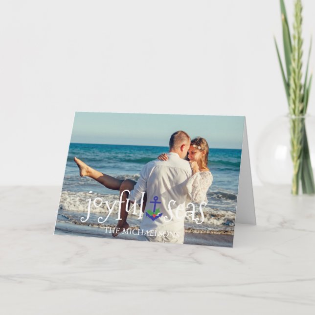 Cartes Pour Fêtes Annuelles Joyeux Plage de mer Noël nautique (Devant)