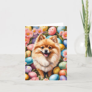 Cartes Pour Fêtes Annuelles Joyeux Poméranien de Pâques