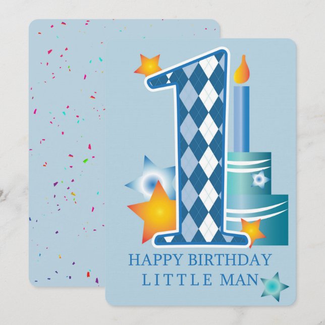 Cartes Pour Fêtes Annuelles Joyeux premier anniversaire (Devant / Derrière)