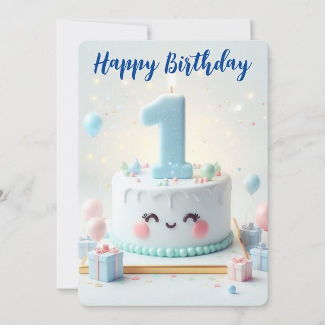 Cartes Pour Fêtes Annuelles Joyeux premier anniversaire (Devant)